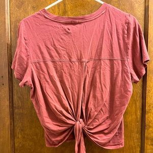 Aerie Tie-Back Cropped Mauve Dark Pink Tee Size L